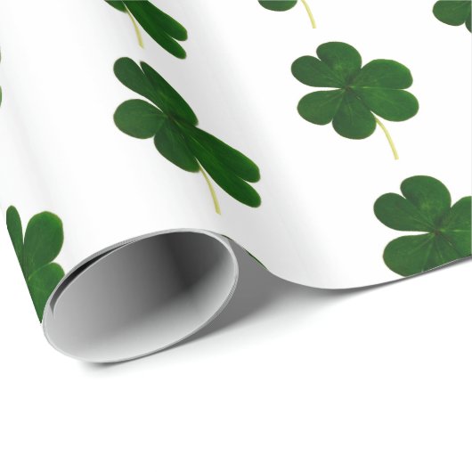 Kleeblatt Clover Muster Custom Text St. Patrick Geschenkpapier (Rolleneckpunkt)