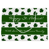Kleeblatt Clover Muster Custom Text St. Patrick Große Geschenktüte (Vorderseite)