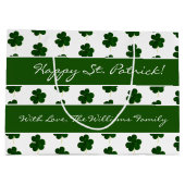 Kleeblatt Clover Muster Custom Text St. Patrick Große Geschenktüte (Rückseite)