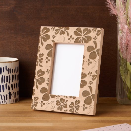 Kleeblatt Clover Muster Vier Blätter Geätzte Rahmen (Linke Ecke)