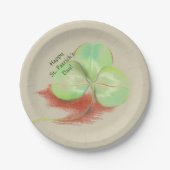 Kleeblatt Clover Pastel Zeichne St. Patrick's Day Pappteller (Vorderseite)