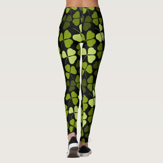 Kleeblatt Clover Pattern Floral St. Patrick Leggings (Rückseite)