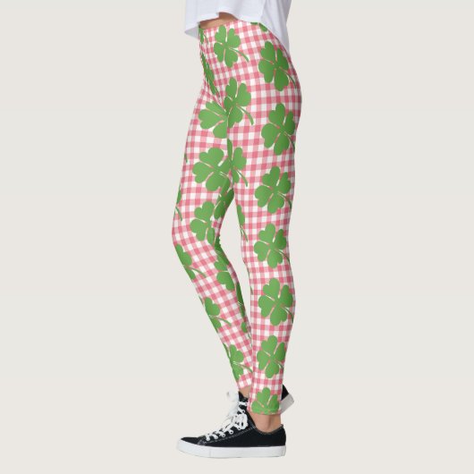 Kleeblatt Clover Pink Gingham St. Patrick's Day Leggings (Links)