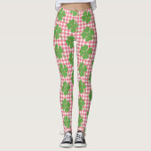 Kleeblatt Clover Pink Gingham St. Patrick's Day Leggings (Vorderseite)