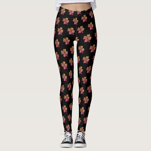 Kleeblatt Clover Pink Pattern St Patrick`s Day Leggings (Vorderseite)