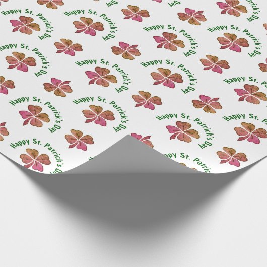 Kleeblatt Clover Pink St. Patrick`s Day Geschenkpapier (Ecke)