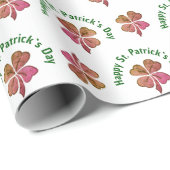 Kleeblatt Clover Pink St. Patrick`s Day Geschenkpapier (Rolleneckpunkt)