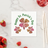 Kleeblatt Clover Pink St. Patrick`s Day Party Serviette (Beispiel)
