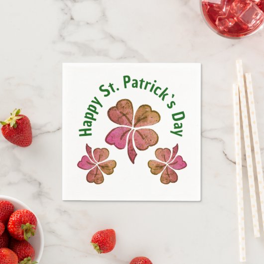 Kleeblatt Clover Pink St. Patrick`s Day Party Serviette (Beispiel)