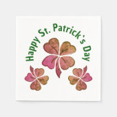 Kleeblatt Clover Pink St. Patrick`s Day Party Serviette (Vorderseite)