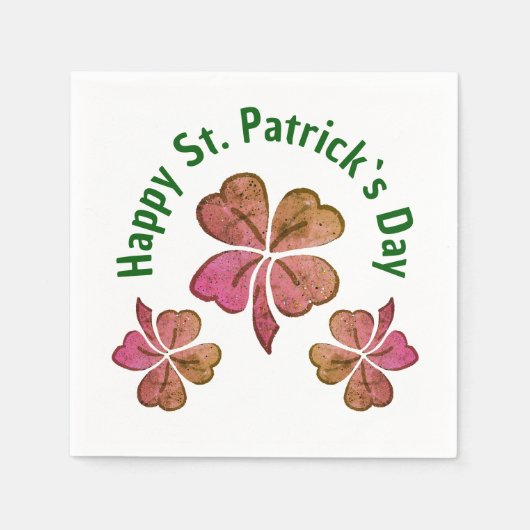 Kleeblatt Clover Pink St. Patrick`s Day Party Serviette (Vorderseite)