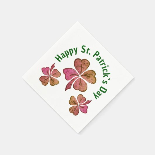 Kleeblatt Clover Pink St. Patrick`s Day Party Serviette (Ecke)