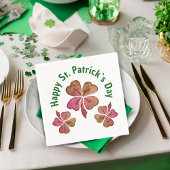 Kleeblatt Clover Pink St. Patrick`s Day Party Serviette