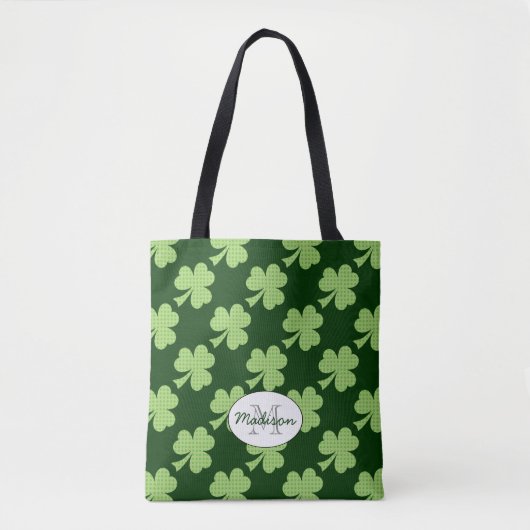 Kleeblatt Clover Polka dots Patrick's Day Monogram Tasche (Vorderseite)