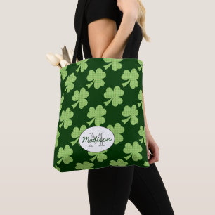 Kleeblatt Clover Polka dots Patrick's Day Monogram Tasche