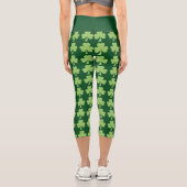 Kleeblatt Clover Polka dots Patricks Day Muster Capri Leggings (Rückseite)