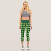 Kleeblatt Clover Polka dots Patricks Day Muster Capri Leggings (Vorderseite)