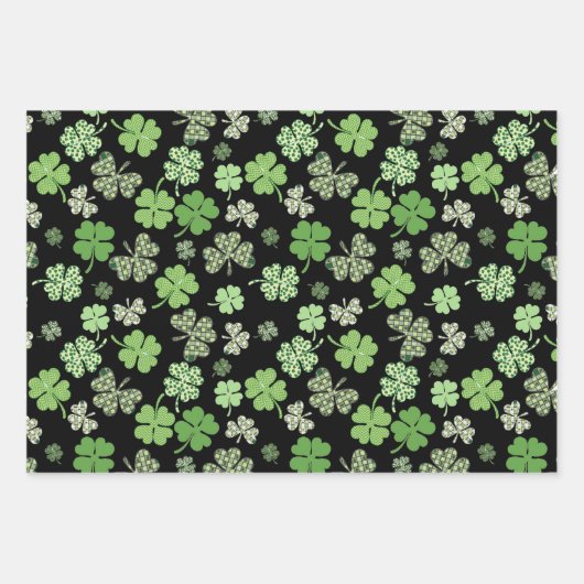 Kleeblatt Clover St Patrick's Day Green Geschenkpapier Set (Vorderseite 3)