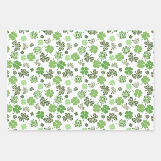 Kleeblatt Clover St Patrick's Day Green Geschenkpapier Set (Vorderseite 2)