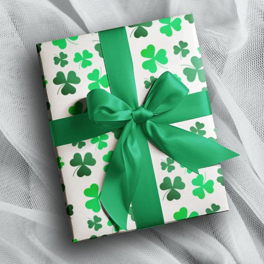 Kleeblatt Clover St Patricks Day Green White Retro Geschenkpapier