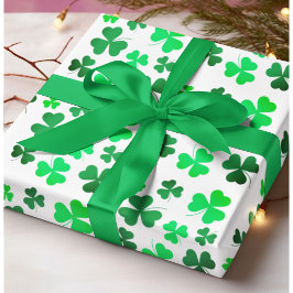 Kleeblatt Clover St Patricks Day Green White Retro Geschenkpapier