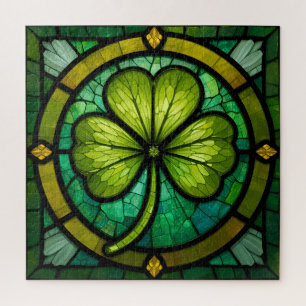 Kleeblatt Clover Stated Glass Style Art irisch Puzzle