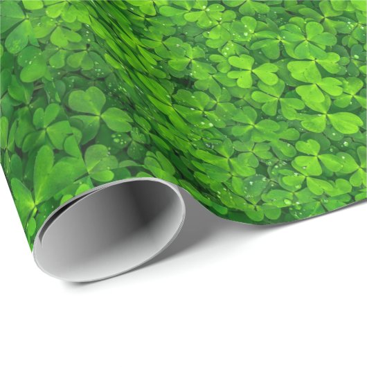 Kleeblatt Clovers Green Irish Symbol Irland Geschenkpapier (Rolleneckpunkt)