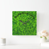 Kleeblatt Clovers Green Irish Symbol Irland Quadratische Wanduhr (Zuhause)
