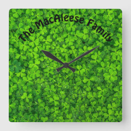 Kleeblatt Clovers Green Irish Symbol Irland Quadratische Wanduhr