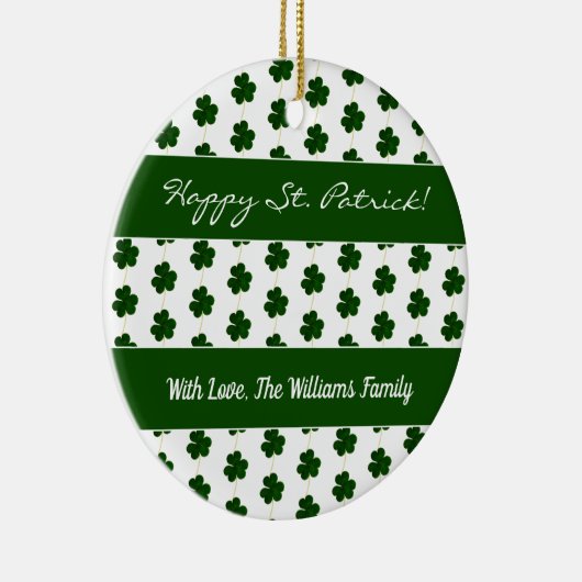 Kleeblatt Clovers Muster Happy St Patrick Custom Keramik Ornament (Rechts)
