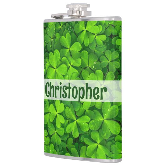 Kleeblatt Clovers Name hinzufügen Flachmann (Links)