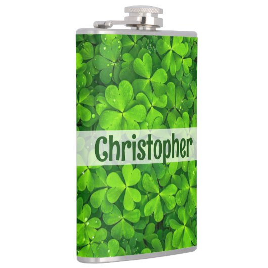 Kleeblatt Clovers Name hinzufügen Flachmann (Rechts)