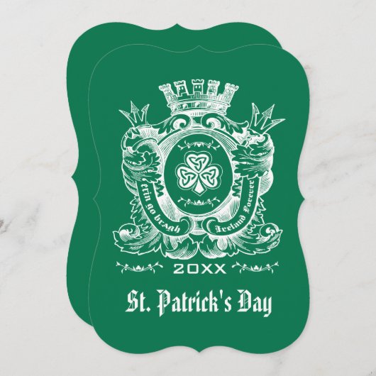 Kleeblatt Coat of Arm St. Patrick's Day Einladunge Einladung (Vorne/Hinten)