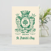 Kleeblatt Coat of Arm St. Patrick's Day Einladunge Einladung (Stehend Vorderseite)