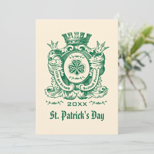Kleeblatt Coat of Arm St. Patrick's Day Einladunge Einladung (Stehend Vorderseite)