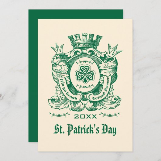 Kleeblatt Coat of Arm St. Patrick's Day Einladunge Einladung (Vorne/Hinten)