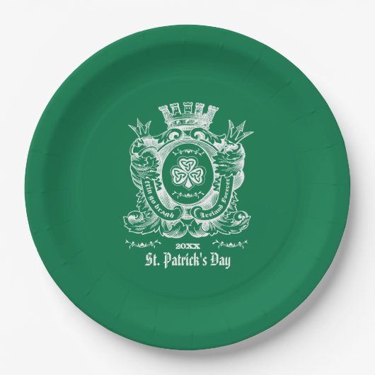 Kleeblatt Coat of Arm St. Patrick's Day Pappteller (Vorderseite)