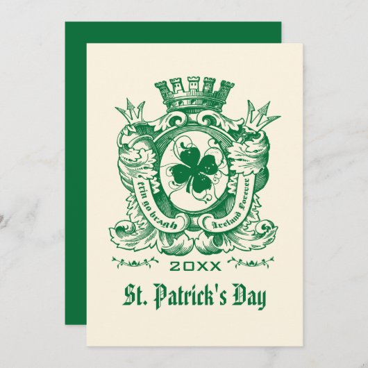 Kleeblatt Coat of Arm St. Patrick's Day Party Einladung (Vorne/Hinten)