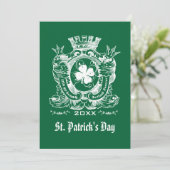 Kleeblatt Coat of Arm St. Patrick's Day Party Einladung (Stehend Vorderseite)