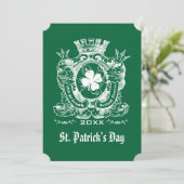 Kleeblatt Coat of Arm St. Patrick's Day Party Einladung (Stehend Vorderseite)