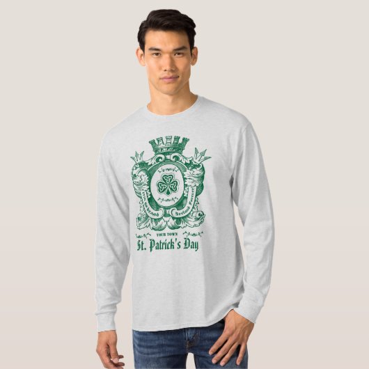 Kleeblatt Coat of Arm Wappen St.Patrick's Day T-Shirt (Vorne ganz)