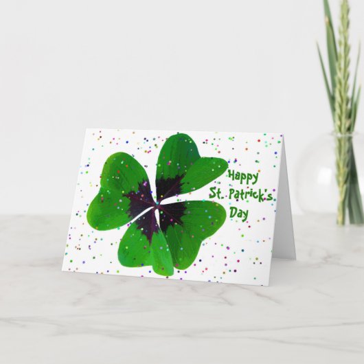 Kleeblatt Confetti St. Patricks Day Feiertagskarte (Vorderseite)