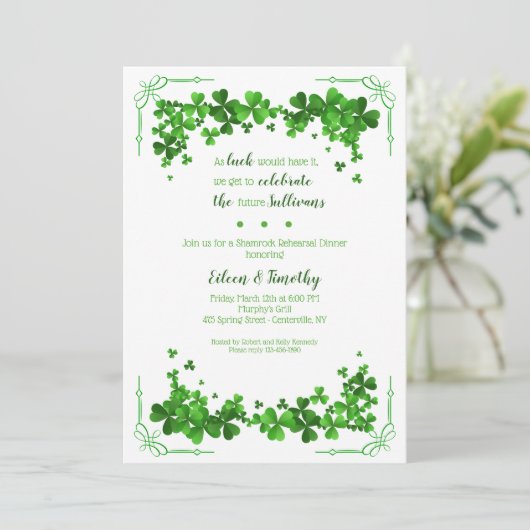 Kleeblatt Corners Probe Abendessen Einladung (Stehend Vorderseite)