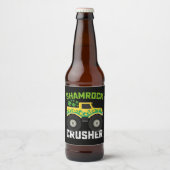 Kleeblatt Crusher Monster Truck St Patrick's Day Bierflaschenetikett (Vorderseite)