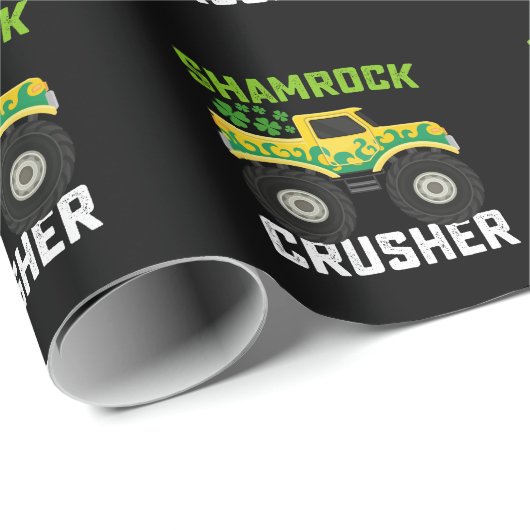 Kleeblatt Crusher Monster Truck St Patrick's Day Geschenkpapier (Rolleneckpunkt)