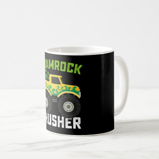 Kleeblatt Crusher Monster Truck St Patrick's Day Kaffeetasse (VorderseiteRechts)
