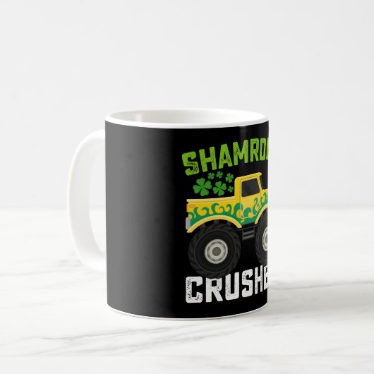 Kleeblatt Crusher Monster Truck St Patrick's Day Kaffeetasse (Vorderseite Links)
