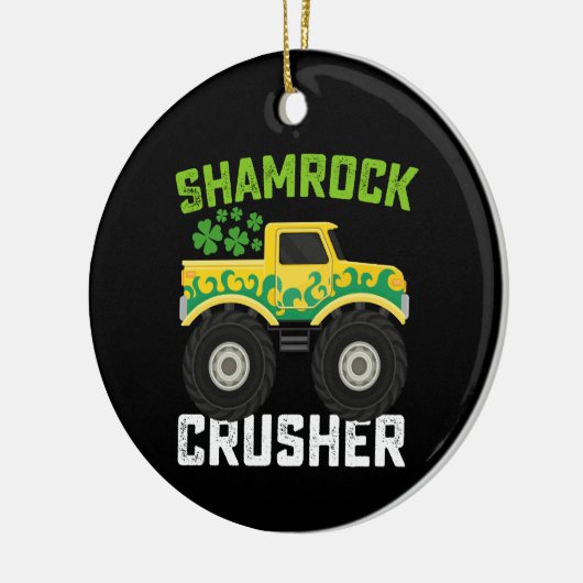 Kleeblatt Crusher Monster Truck St Patrick's Day Keramik Ornament (Links)