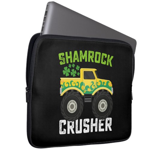 Kleeblatt Crusher Monster Truck St Patrick's Day Laptopschutzhülle (Vorne Rechts)