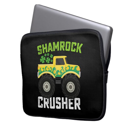 Kleeblatt Crusher Monster Truck St Patrick's Day Laptopschutzhülle (Vorderseite Links)
